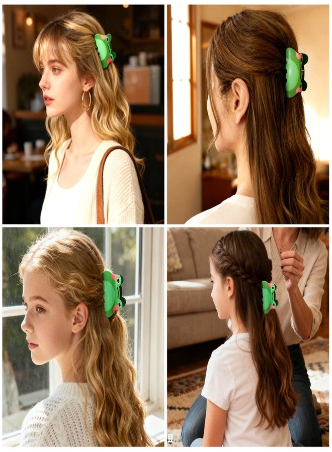 YAHUIPEIUS 3Pcs Frog Hair Claw Clips,Medium Clips for Women Girls Thin Hair Cute Green Jaw Clip Fashion Hair Accessories(Green, Medium) - Image 4